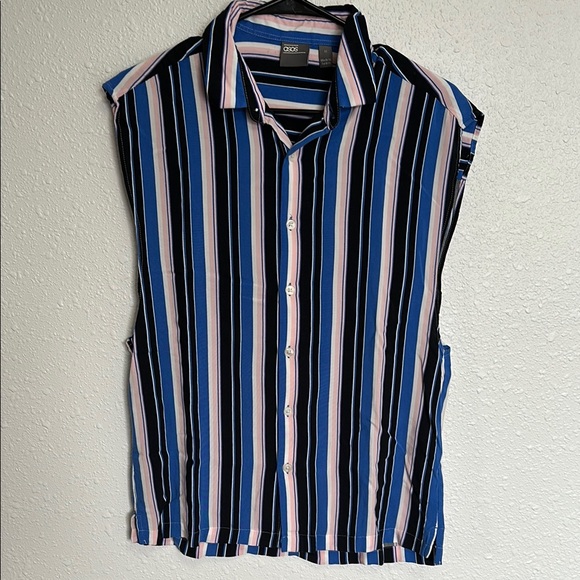 ASOS Striped Sleeveless Men's Shirt Size Medium - Picture 3 of 10